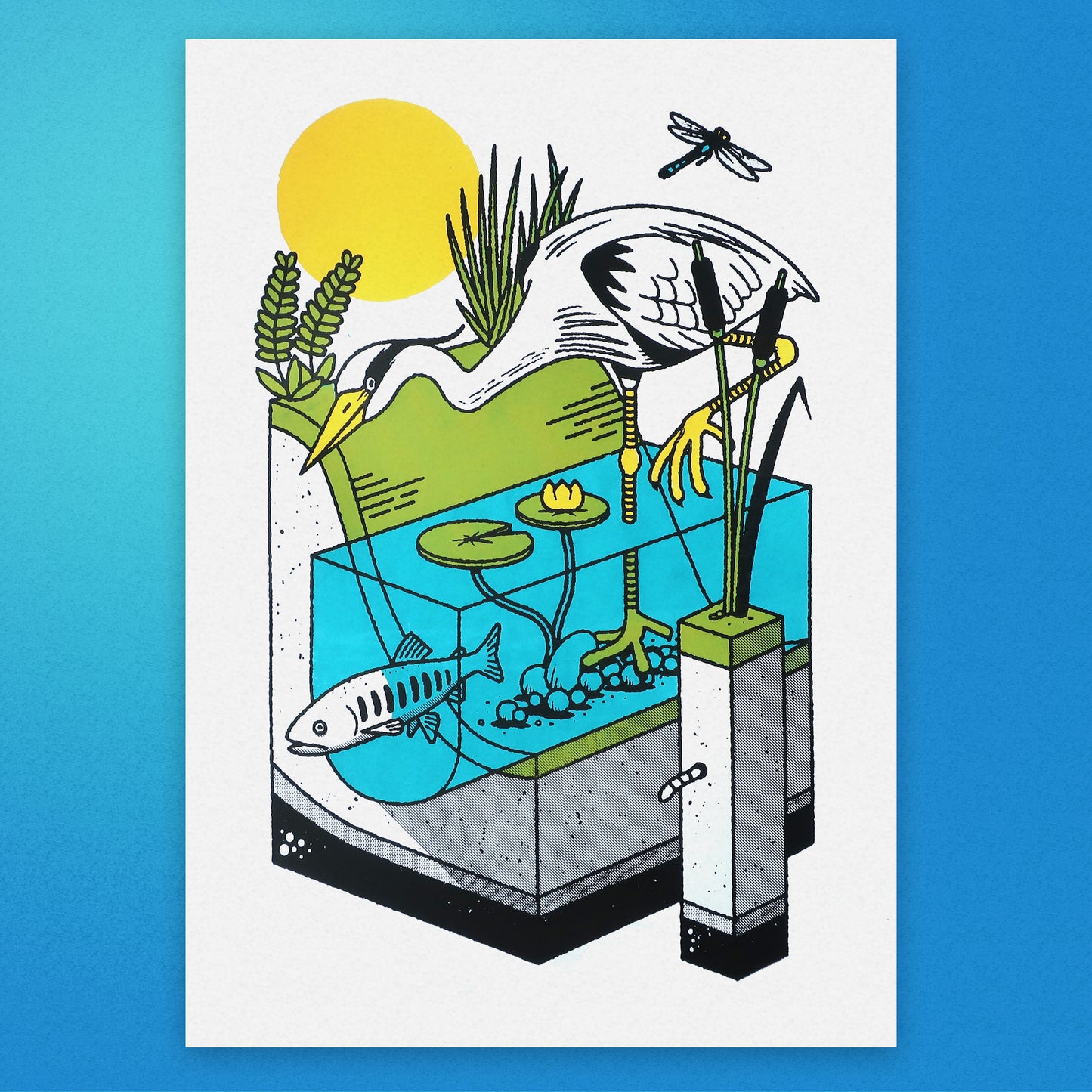 Heron A3 Screen Print