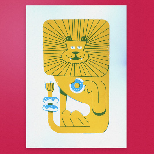 Lion Donut A4 Screen Print