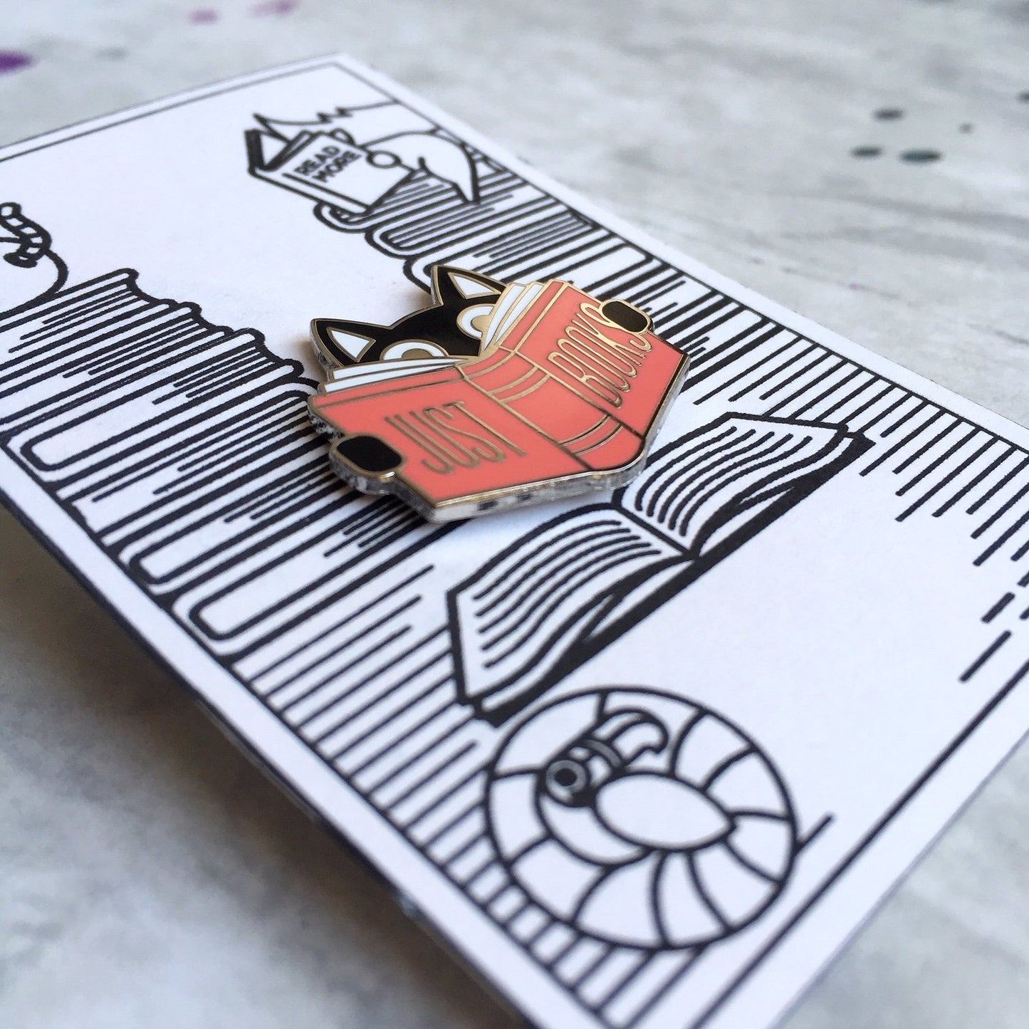 Book Cat Pin Badge
