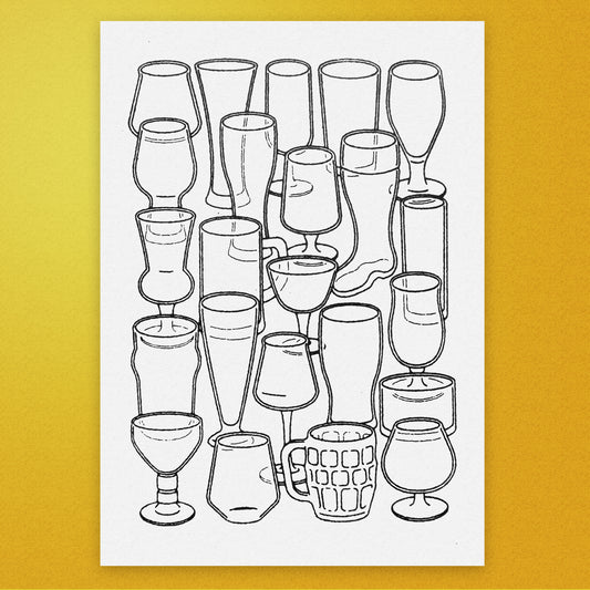 Beer Glasses A3 Screen Print