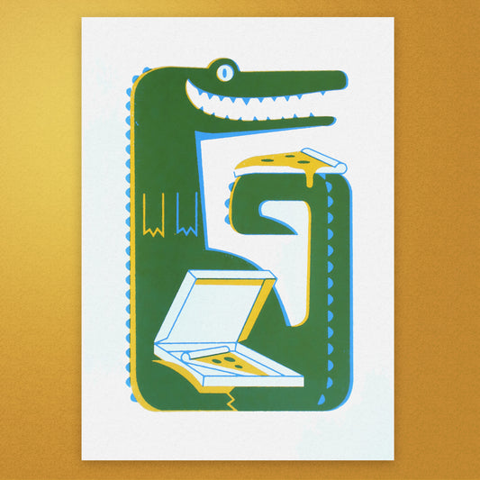 Crocodile Pizza A4 Screen Print