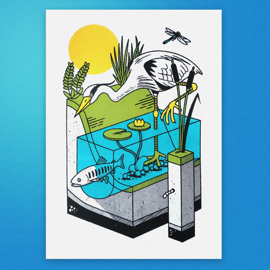Heron A3 Screen Print