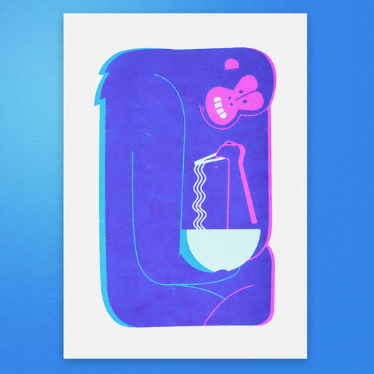 Monkey Ramen A4 Screen Print